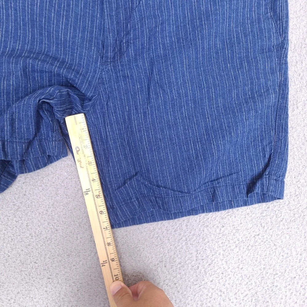 Banana Republic Shorts Mens 37‎ Blue Linen Blend Striped Chino Preppy
